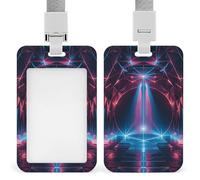 Laser Light Badge Holder with Lanyard - Waterproof Hard Plastic ID Card Holder Professional Name Tag Vertical ID Card Name Badge for Office Nurse Doctor Teacher