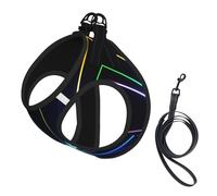 Laser Light Print Soft Mesh Dog Harness and Leash Set Pet Puppy Cat Comfort Padded Vest No Pull Harnesses