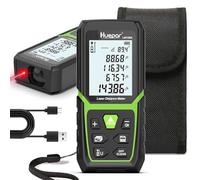 Laser Measure 50M-120M, Huepar Laser Distance Meter Portable Handle Digital Measure Tool Range Finder, Larger Backlit LCD 4 Line Display with Li-ion Battery&Electric Angle Sensor 9 Measure Modes