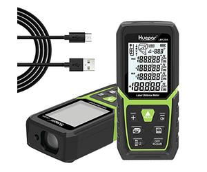 Laser Measure Device 120M/393Ft, Huepar Laser Distance Measure with Electronic Angle Sensor Portable Digital Measure Tool Range Finder with Bubble Level and Large LCD Backlit Mute and Waterproof IP54