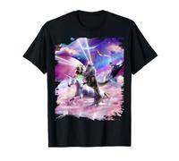 Laser Patterns Space Cat on Dinosaur Unicorn T-Shirt
