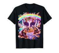 Laser Pizza Cat On Llama, Lazer Kitty Cats In Rainbow Space T-Shirt