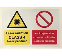Laser Radiation Class 4 Laser Product Avoid Eye or Skin Exposure to Direct or scatted Radiation Sign - 1.2mm Rigid Plastic 300mm x 200mm