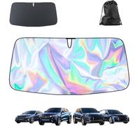 Laser Reflective Windshield Sunshade,Laser Reflective Car Windshield Sunshade Retractable, Heat Insulation,Titanium Silver Sun Shade Iridescent Car Sunshade,Suitable for All Car Models,1pcs,140*70