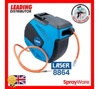 Laser Retractable Hose 15m 3/8" ID Workshop Air Hose Reel Wall Mount 1/4 BSP