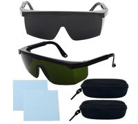 Laser Safety Glasses, IPL Glasses with Sunbed Eye Protection, LED Mask Eye Protection, Professional Laser Hair Removal Glasses, 6-Piece Set with Green and Black Lenses, 120 Knit Blue OPP Packaging