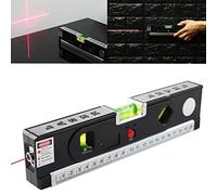 Laser Spirit Level - 3 in 1 Multipurpose Self Level Retractable Double Sided Measuring Measure Tape - Horizon Cross Standard Aligner, Metric Ruler, Horizontal 180° Vertical 90°, 45°, ±0.029°=±1.0mm/m