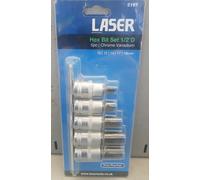 Laser Tools 2197 Hex Socket Bit Set 1/2"D 5pc