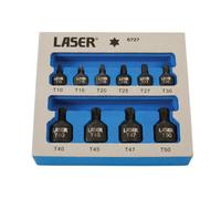 Laser Tools 6727 10Pc Low Profile Impact Torx/star Socket Bit Set 1/4"d, 3/8"d