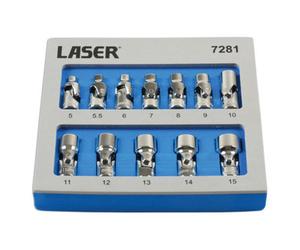 Laser Tools 7281 12Pc Universal Joint Socket Set 1/4"d 6Pt 5-14mm