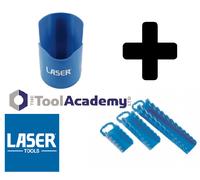 Laser Tools BLUE Stubby Wrench Spanner Holder Set 3pc + Magnetic Cup Holder