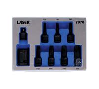 Laser Tools Dual Drive Torx Star Impact Bit Socket Set 9pc T30 to T70 7978