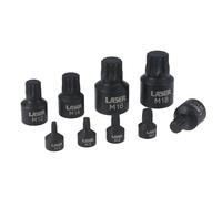 Laser Exhaust Technology Low Profile Spline Socket Bit Set 6725, Silver, 1/4" 3/8" 1/2", 9pc