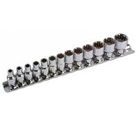 Laser Tools Metric Alldrive Socket Set 1/4"D 13pc from M4 to M14 On A Rail 3592