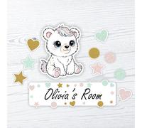 Laserables Personalised Pastel “Cute Animal” Room Name Plaque - Fun, Bedroom Door Sign for Boys & Girls (Bear)