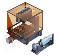 LaserPecker 4 Laser Engraver Dual Laser 450nm Diode Blue Laser + 1064nm Infrared Laser, Deluxe Bundle with Sliding Extension, Rotating Extension, Protective Cover, Googles and Cutting Pad