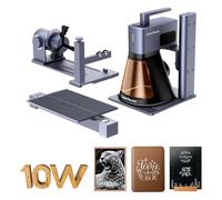 LaserPecker LP2 Plus 10W 450nm Diode Laser Engraver with Rotary Extension and Slide Extension, Laser Engraving Machine with Speed 4000mm/s and Resolution 4K, for 150+ Materials Supported