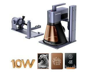 LaserPecker LP2 Plus 10W 450nm Diode Laser Engraver with Rotating Roller, 4000mm/s High-Speed 4K Resolution Portable Laser Engraving Machine for 150+ Materials, Wood Leather Metal DIY Crafts