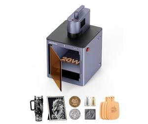 LaserPecker LP5 20W Fiber & Diode Dual Laser Engraver with Safety Enclosure Safeguard for Almost All Materials, 3D Embossing Laser Engraving Cutting Machine for Business Batch Processing