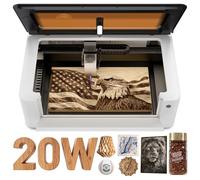 LaserPecker LX2 20W All-in-One Desktop Laser Engraver Cutter (Basic), 19.7" x 12" Large Working Area 1000mm/s High-Speed 12MP Camera Class 1 Safety Laser Engraving Machine for Wood Metal Acrylic