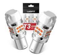 LASFIT T3 1156 LED Bulb Amber Turn Signal Built In Resistor 7506 CANBUS Ready Error Free New 500% Bright Blinker 4000LM Light 1156A P21W 1141 1003 BA15S Front Rear Anti Flicker Hyper Flash (2pcs)