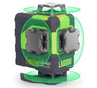 LasGoo 4x360° Self-Leveling Laser Level, 16 Lines Green Cross Line Laser, for Construction Projects and Home Decoration, with 2 Rechargeable Li-Ion Batteries and Magnetic Bracket, LG-4Ds