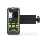 LasGoo LG-REC01 Receiver for Laser Level, Dual LCD Display & Bubble Level, Green and Red Beam Detector for Pulsing Lasers, Up to 50m, Built-in Rechargeable Battery, Clamp Included