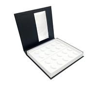 Lash Book Storage Organizer Clear Window Portable Makeup Display Box for Women Girls, Travel False Eyelash Strip Holder Case 10 Pairs Lahses Container Paper - White Tray, Black