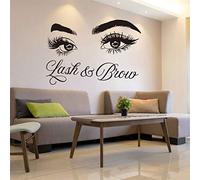 Lash & Brow Wall Decal Eyelash Extension Beauty Salon Decoration Make Up Room Wall Stickers LL300 (Black)