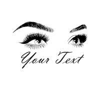 Lash & Brows Eyes Quote Wall Stickers Fashion Vinyl Eyelashes Wall Decals Beauty Salon Eyebrows Store Decor Large - 79x126cm