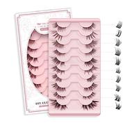 Lash Clusters 10 Pairs Half Lashes Cat Eye Lashes Russian Fluffy Lashes that Look Like Extensions Wispy Eyelash Clusters Volume DIY Lash Extension Soft and Easy to Wear (10 Pairs,Half-Mix)