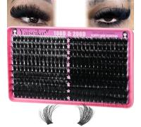 Lash Clusters 100D+200D Thick Volume Eyelash Clusters 12-25mm Wispy Individual Mega Lashes Cluster Long Eyelash Extensions 280Pcs DIY Lash Extension Replacement for Yaiseiko
