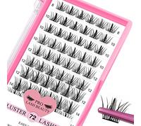 Lash Clusters 72 Pcs Cluster Lashes Manga Lashes Little Devil Eyelash Clusters Individual Cluster Eyelashes Self-Application Super Thin Band Reusable Soft & Comfortable(Dazzle-D-8-16mix)