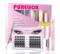 Lash Clusters DIY Eyelash Extension Kit with Bond Seal Tweezers Individual Lashes Remover Kit Soft False Lashes for Personal Use at Home 10-16mm