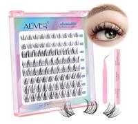 Lash Clusters DIY Eyelash Extensions, 80 Pcs Individual Lashes Cluster 9-16mm Mix Wispy Lash Clusters with Lash Bond & Seal & Lash Applicator Tool for Self Application at Home (C01)
