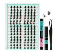 Lash Clusters Kit 128PCS Left & Right Lashes Cluster Kit with Wide Band Eyelash Clusters,Black Bond and Seal,Lash Remover and Tweezer for Cluster Eyelash Extensions(Daisy,D-12mm)