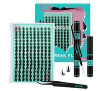 Lash Clusters Kit 160PCS Fairy Eyelash Clusters Kit with Lash White Bond and Seal,Eyelash Glue Remover and Applicator, Manga Eyelashes Wide Stem Cluster Eyelashes Extensions Kit(Lily,C-Mix10-18mm)