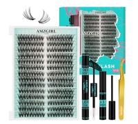 Lash Clusters Kit 280pcs DIY Lashes Extension Kit 40D D Curl Individual Natural Eyelash Cluster with Bond and Seal,Lash Glue Remover and Lash Tweezers for Eyelash Extensions (9-18mm,D-MIX)