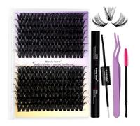 Lash Clusters Kit 60D+80D Cluster Lashes C Curl 0.07 16-20mm DIY Lash Extensions Kit Wide Stem Individual Eyelash Clusters Eyelash Extension(60D+80D-0.07C-1620)