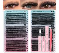 Lash Clusters Kit 708Pcs Individual Cluster Lash Extensions Kit 30D+40D+50D+60D+80D+100D Wispy Eyelash Clusters with Lash Bond and Seal and Tweezers 10-16mm 6 Styles Mix Lashes Clusters Kit