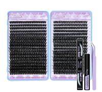Lash Clusters Kit 720Pcs,60P 80P D Curl Eyelash Extension Kit,With Lash Bond and Seal,Lash Remover and Tweeezer for Individual Cluster Lashes Kit,Lash Applicator Tool for DIY At Home(9-18mm)