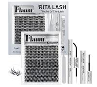 Lash Clusters Kit D Curl Cluster Lashes Hybrid Eyelash Clusters Kit Cluster Eyelash Extensions Lashes Clusters Kit Lash Extension Kit+Lash Bond&Seal,Lash Glue Remover,Tweezers 8-18mm(Flaunt Kit)