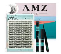 Lash Clusters Kit DIY Eyelash Extensions - WildFluff Enhanced D Curl with Invisible Band, White Lash Bond & Seal, Remover and Applicator, 8-18mm Mixed Lengths, Salon-Quality Finish (Halo)