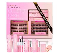 Lash Clusters Kit Eyelash Clusters Kit D Curl Lashes Clusters Kit Cluster Eyelash Extensions Pestañas Postizas Naturales Wispy Eyelashes+Lash Bond and Seal,Remover,Tweezers,Eyelash Curler(WL Lash Kit)