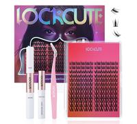 Lash Clusters Kit for DIY Lash Extension at Home, False Eyelashes Set with Bond Seal, Lash Remover, Brush, Tweezers, Wispy Individual Clusters Eye Lash Extensions (Tropical Paradise)-5 Sizes (8-16mm)