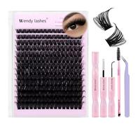 Lash Clusters Kit Natural Eyelashes Individual D-Curl Soft Cluster Lashes 100d 10-18mm Mixed Russian DIY Lash Extension Kit with Lash Bond and Seal(FK/KIT-100d-D-Mix1018)
