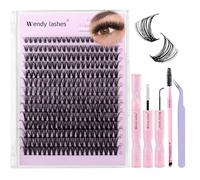Lash Clusters Kit Natural Eyelashes Individual D-Curl Soft Cluster Lashes 50d 10-18mm Mixed Russian DIY Lash Extension Kit with Lash Bond and Seal(FK/KIT-50d-D-Mix1018)