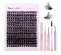 Lash Clusters Kit Natural Eyelashes Individual D-Curl Soft Cluster Lashes c3 10-18mm Mixed Russian DIY Lash Extension Kit with Lash Bond and Seal(FK/KIT-c3-D-Mix1018)