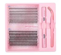 Lash Clusters Kit, Natural Wispy Volume Eyelash Extensions, Individual Cluster Lashes in 4 Curves, Easy Apply, for Daily Wear & Anime Cosplay Look (C)