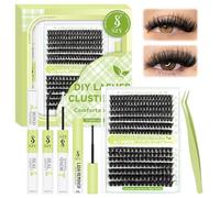 Lash Clusters Kit Thick Eyelash D Curl Fluffy Individual False Eyelashes With Eyelash Bond & Seal Eyelash Remover Eyelash tweezers (60D+100D-10-18mm- KIT)